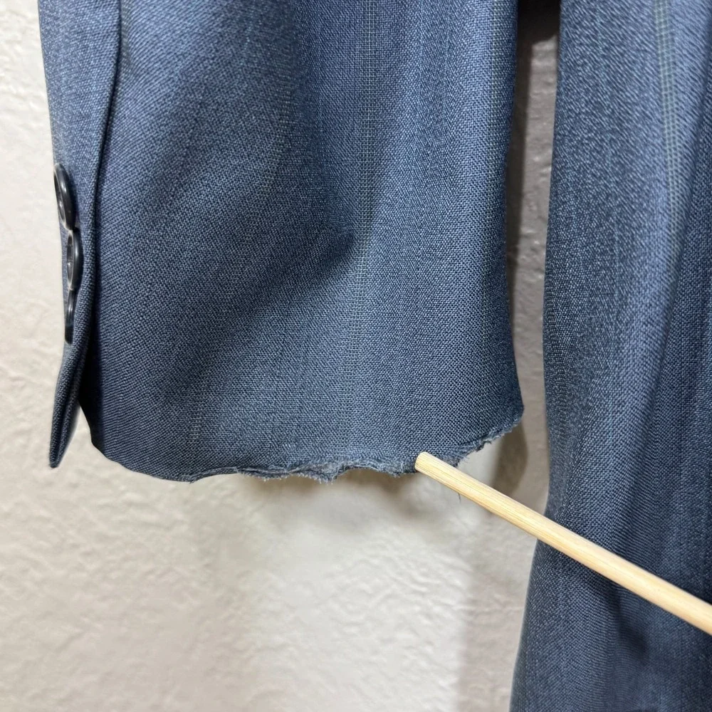 Oscar de la‎ Renta Sport Coat Blazer 44L Blue Wool Old Money Vtg 80s 90s Luxury